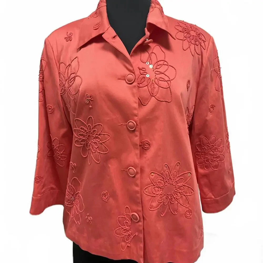 Petite Sequin Embellished Coral Jacket XL